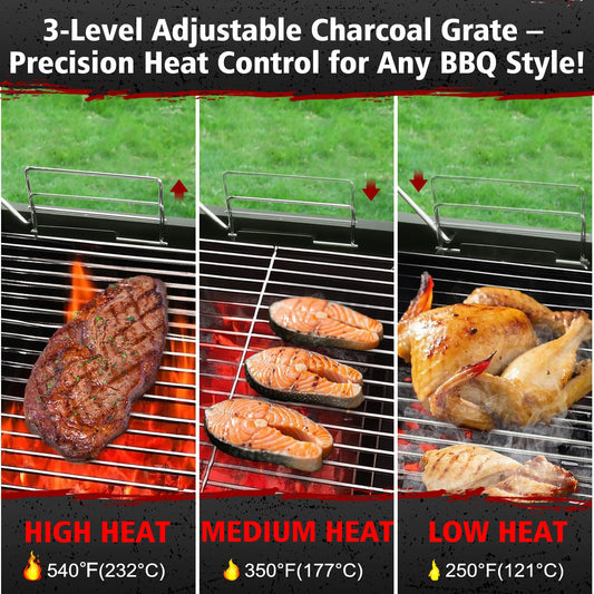 SUNLIFER Barrel Barbecue Charcoal Grill: Premium Spacious Outdoor BBQ Grill with Side Table - Ideal for Patio Cooking Backyard Grilling Camping Picnics Tailgating Parties