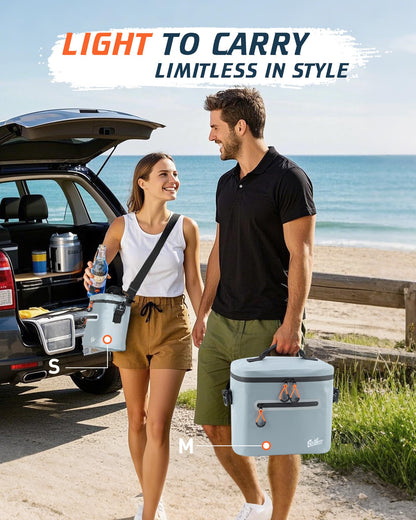 Mini Cooler Lunch Bag, 7 Can Insulated Ice Chest Box for Men Women, Waterproof, Leak-Proof, Portable Lunch Box for Work, Beach, Drink, Travel, Camping, Picnic (Small, Gray)