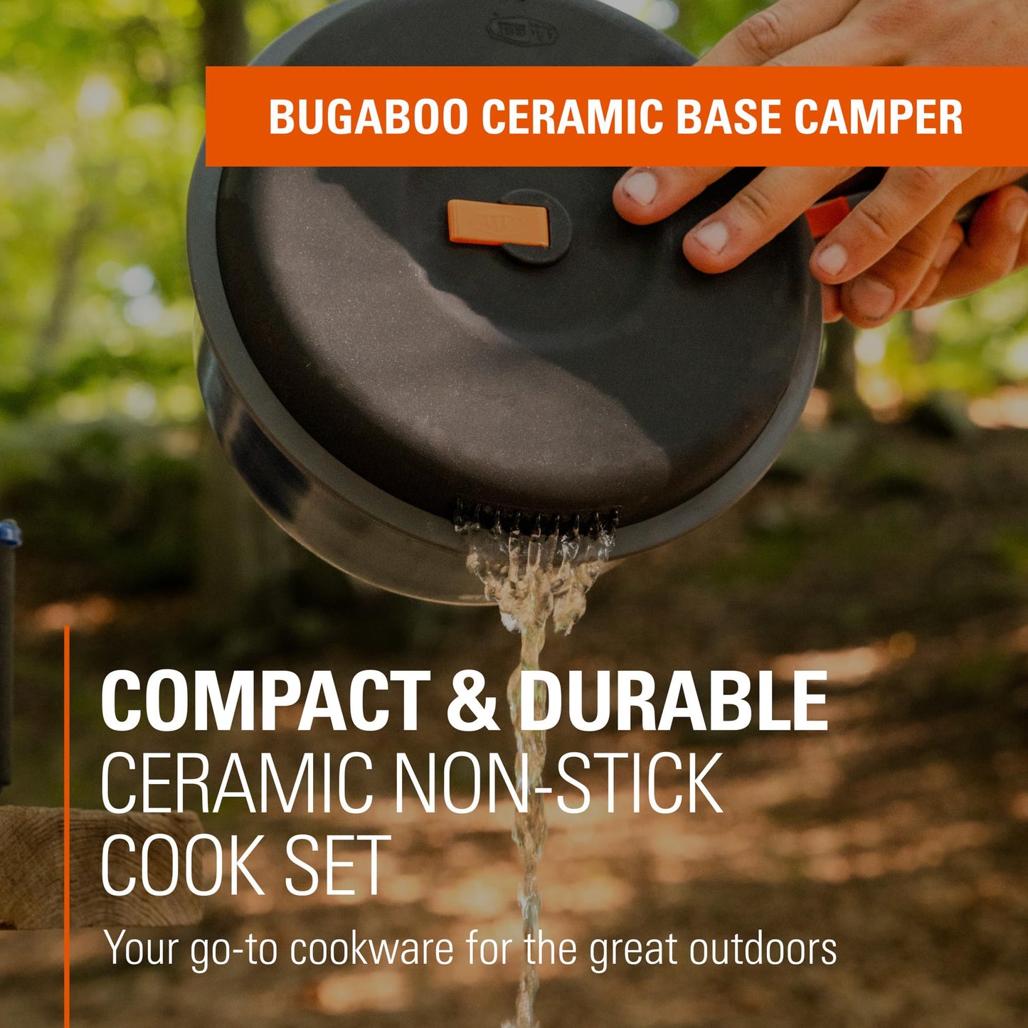 GSI Outdoors Bugaboo Base Camper Medium, High-Efficiency Cookset – Ceramic Non-Stick Coated, Includes 3L & 2L Pots, 8" Fry Pan, Accessories