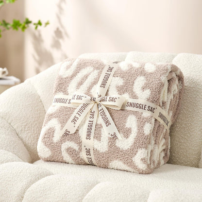 Snuggle Sac Leopard Throw Blanket for Couch Bed Sofa 50x60 inches, Reversible Beige Leopard Blanket Ultra Soft Cozy Blankets for Women Mothers Birthday Gifts