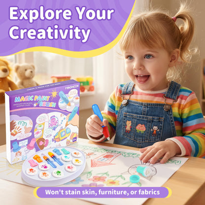 MINDNOOK Magic Brush Painting Set for Kids, Mess Free Art Station with Color-Changing Brush for Creative Learning at Home & School, Gift for Toddlers Ages 3,4,5,6,7,8,9