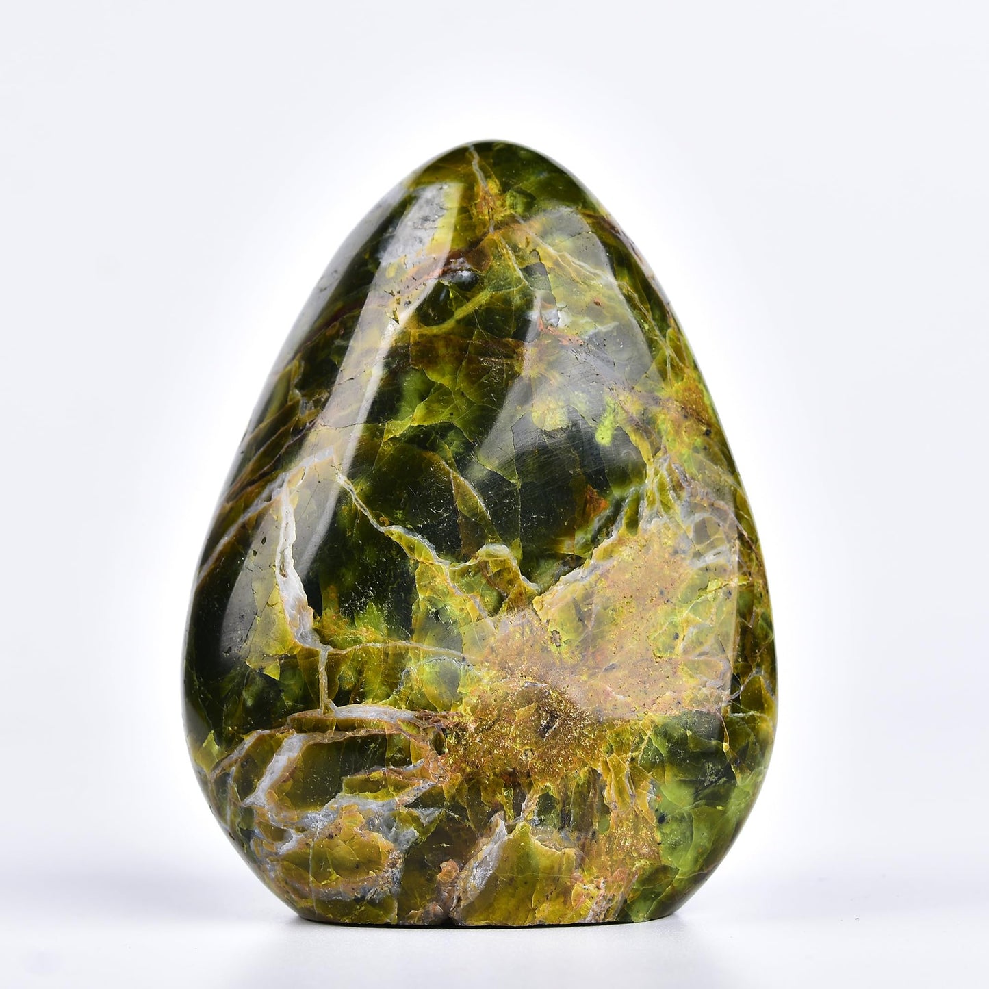 AMOYSTONE Natural Green Opal Polished Paperweight for Office - Small Decorative Healing Crystal, Desk Feng Shui Gemstone Home Decor 0.7~1 LBS