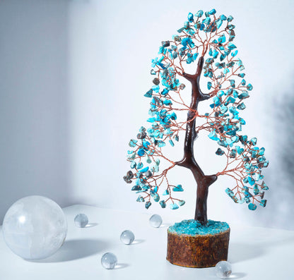 Crocon® Turquoise Crystal Tree of Life for Unique Gifts for Mom, Dad, Home and Office Decor, Handmade Gemstone Healing Crystals Tree for Positivity, Money & Good Luck, Birthday Gifts for Women, Men