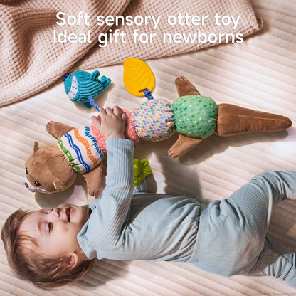 TUMAMA Baby Toy 0-6 Months - Tummy Time Plush Otter Sensory Toy, Soft Activity Sensory Toy for 3 4 5 6 12 Months Boys and Girls First Birthday Gift
