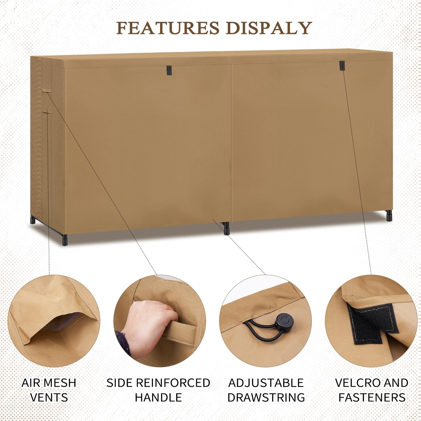 Fashlits 8ft Waterproof Firewood Rack Cover, Heavy Duty 600D Oxford Outdoor Storage Wood Rack Cover For Outdoor, Indoor, Patio(Cover Only, Rack Not Included)