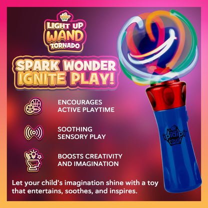 IPIDIPI TOYS Spinning Light Up Wand for Kids – LED Magic Swirling - Easter Basket Stuffers, Goodie Bag Toys - Ideal Gift, Birthday Party Favors for Boys & Girls