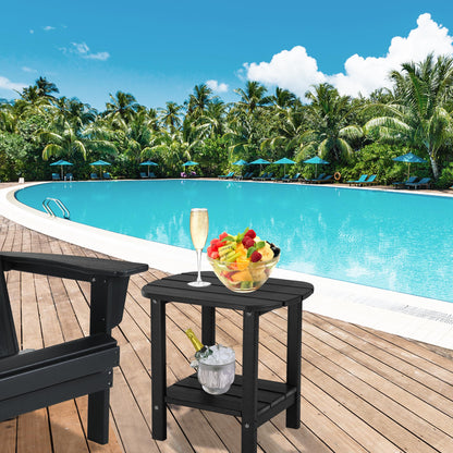 LZRS Double Adirondack Side Table, Outdoor Side Tables, End Tables for Patio, Backyard,Pool, Indoor Companion, Easy Maintenance & Weather Resistant(Black)