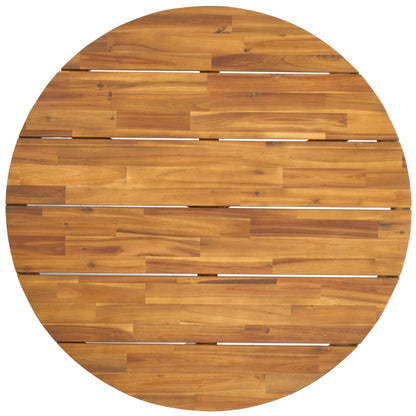 SAFAVIEH Outdoor Collection Leo Natural/Black Solid Wood Round Coffee Table