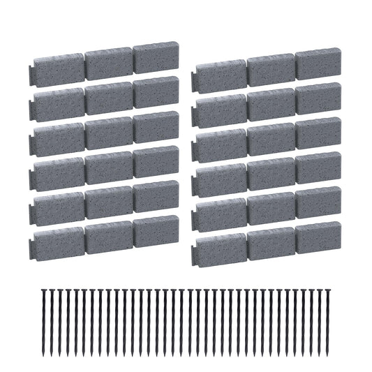AGTEK Garden Edging 16FT Landscape Edging Kit 2.75 Inch Height Decorative Garden Border No Dig Lawn Border for Yard Flower Bed with 26 Stakes, Grey
