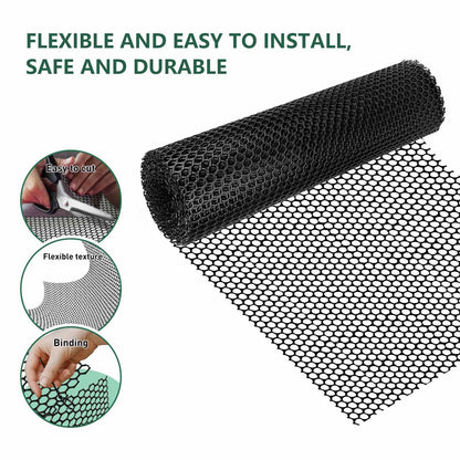 15.7 in x 19.7 FT Plastic Chicken Wire Fencing,Comes with 30 Twist Ties, Black Chicken Wire mesh,Poultry Netting,Poultry Fence,Chicken Wire for Crafts,Plastic Garden Fencing,Floral Chicken Wire