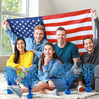 Crowye 6 Pcs Metallic Foil Spray Centerpiece Party Star Decoration Table Decor for Birthday Wedding Graduation Bachelorette Spring Party Holiday(Blue,Small Star)