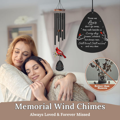 Memorial Wind Chimes for Loss of Loved One, Sympathy Gifts for Loss of Mother/Dad/Husband - Cardinal Wind Chimes for Outside with Mute Option, in Memory of Loved One Gifts, Sympathy Wind Chimes 36''