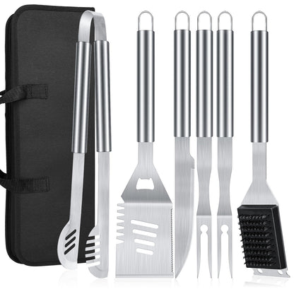 BBQ Grilling Accessories, 16-Inch Stainless Steel BBQ Grill Tools Set for Men, Heavy Duty Grilling Accessories Kit for Camping, Kitchen, Extra Thick Barbecue Utensil