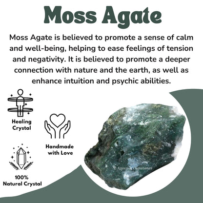 Amazing Gemstone Moss Agate Raw Crystals and Healing Stones, Natural Rocks for Tumbling and DIY Raw Stones and Crystals (1 lb)