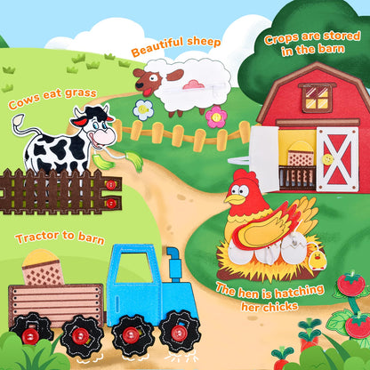 JoyCat Farm Busy Book for Toddlers 1–3 – Quiet Montessori Activity Book with 15 Daily Life Activities, Screen-Free Travel Toy for Toddlers, Easter Basket Stuffers Gifts Kids