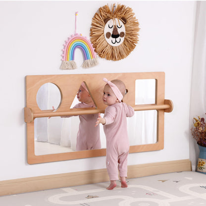 Bolocon Baby Shatter-Resistant Safety Mirror with Pull Up Bar, Infants Early Learning Exploration Set, Toddlers Montessori Furniture for Daycare, Preschool and Nursery