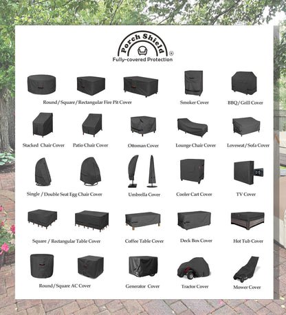 Porch Shield Fire Pit Cover - Waterproof 600D Heavy Duty Fade Resistant Square Patio Fire Pit Table Cover Black - 40 x 40 inch