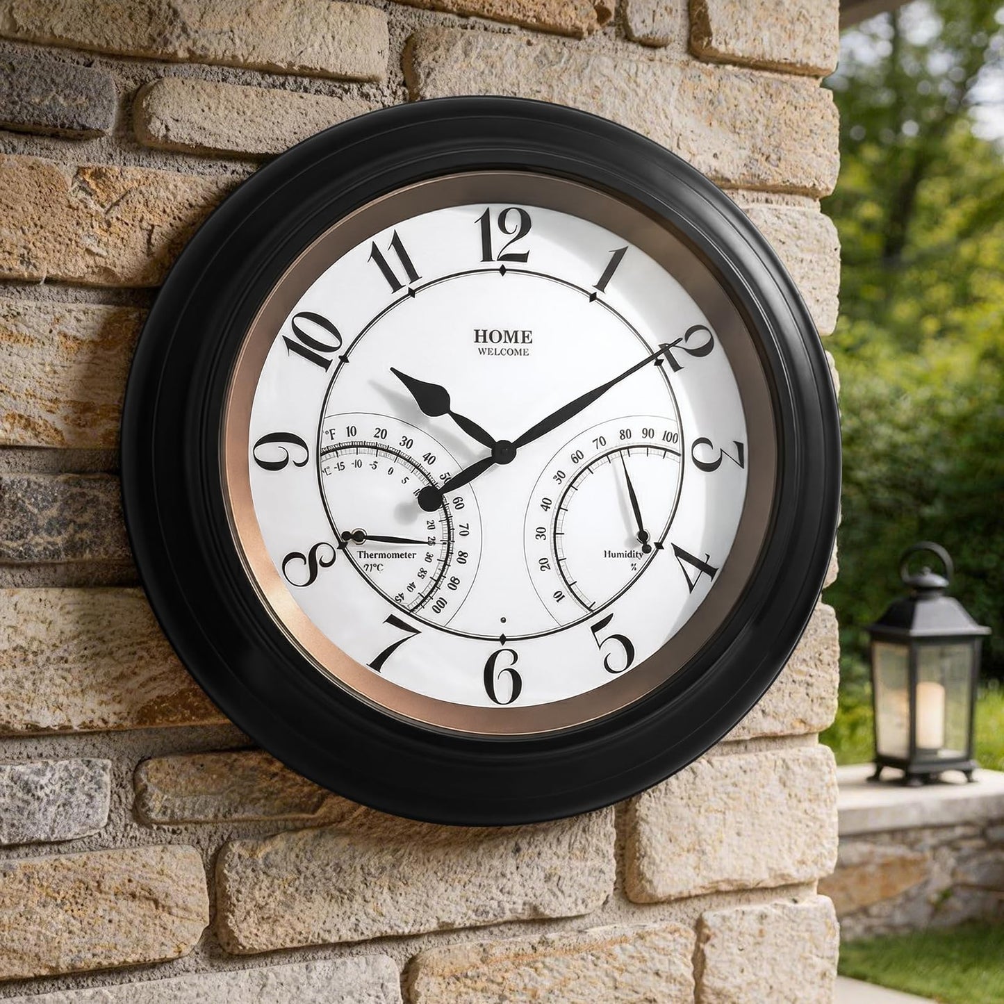 Pytha Sight 24 Inch Outdoor Clocks Waterproof, Large Easy-to-Read Illuminated Outdoor Wall Clock with Smart Light Sensor, Silent Large Outdoor Clock for Patio, Pool,Porch,Garden,Backyard