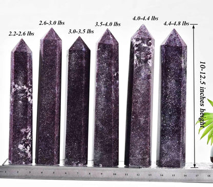 AMOYSTONE Large Lepidolite Stone Wand Healing Crystal Obelisk Tower 6 Faceted Column Reiki Chakra Meditation Therapy 2.2-2.6 LBS