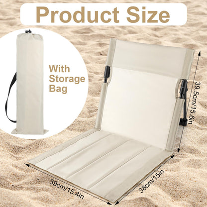 Karenhi 2 Pcs Foldable Poolside Chairs Portable Beach Chair Folding Poolside Chairs for Edge of Pool for Adults Traveling Camping Picnic Lawn Accessories (Light Beige)