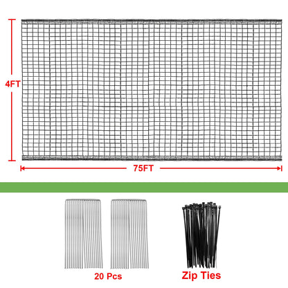 Deer Fence Netting, 4 x 75ft Heavy Duty Plastic Mesh Deer Netting, 55GSM Deer Fence for Garden, Reinforced Edges Anti Bird Netting Mesh for Trees Vegetable Raised Bed(55GSM, 4 x 75ft)