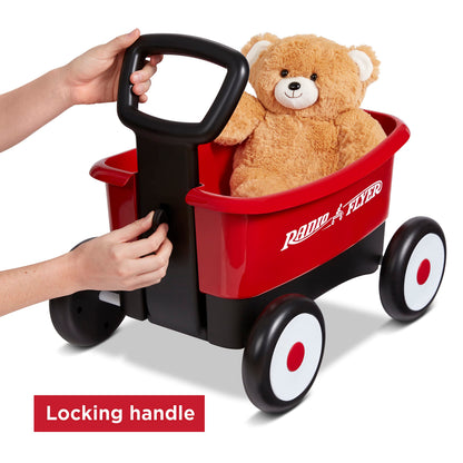 Radio Flyer Push & Pull Walker Wagon with Teddy Bear, Red, for Kids 1-4 Years Old, Locking Handle for Stability, Baby Push Walker Converts to Pull Wagon, for Indoor & Outdoor Play