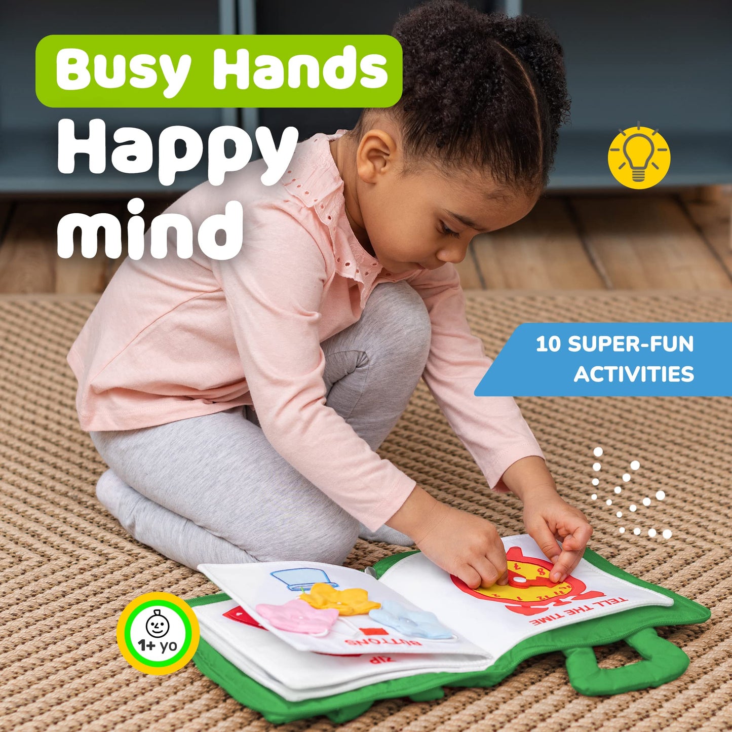 deMoca Plane Toys for Toddlers 1-3, Long Flight Must Haves, Quiet Busy Book for 1 Year Old, Travel Toys for Toddlers on Airplane, No Noise Activity Book, All Parts Attached, Gift for Girls & Boys