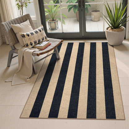 Lahome Striped Easy Jute Outdoor Patio Rug, 3x5 Washable Rugs for Entryway Porch, Farmhouse Neutral Non Shedding Indoor Outdoor Carpet for Entry Kitchen Guestroom Deck Foyer