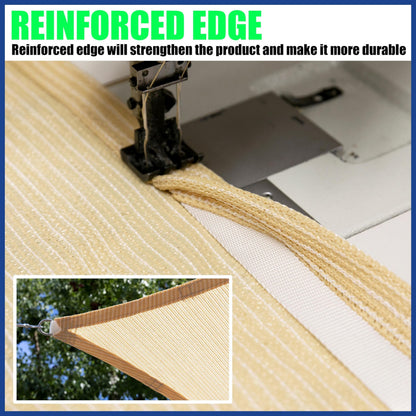 ShadeMart 10' x 10' x 14.1' Beige Triangle Sun Shade Sail Canopy SMTAPRT10, Water Permeable & UV Block, Heavy Duty, Easy Install & Durable for Patio Garden Backyard - We Make Custom Sizes