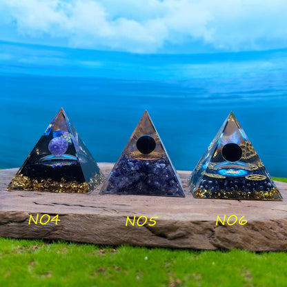 Healing Crystals Orgone Pyramid for Positive Energy, Stress Reduction, and Attracting Wealth and Luck Reduce Stress and Promote Healing with this Crystal Pyramid Home Decor (NO6,6cm)