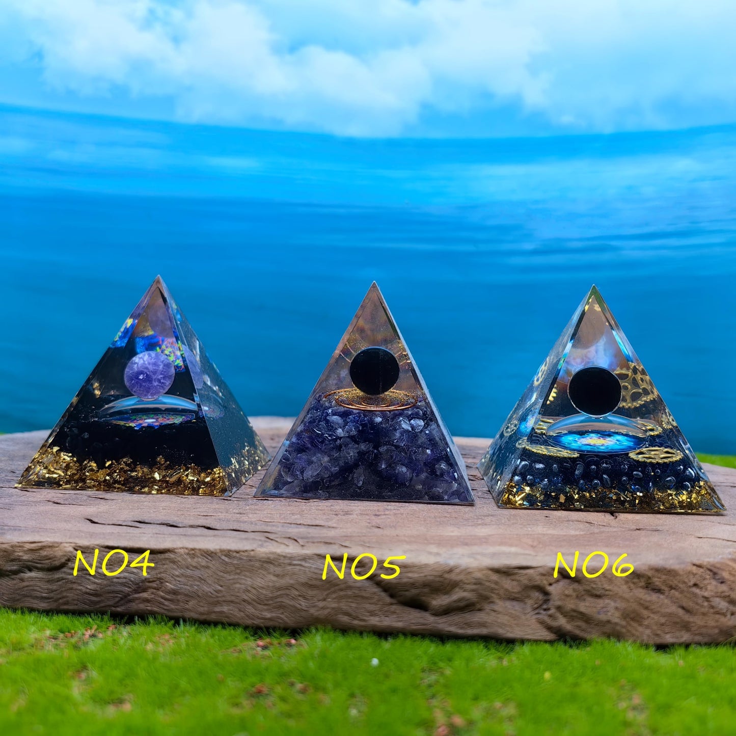 Healing Crystals Orgone Pyramid for Positive Energy, Stress Reduction, and Attracting Wealth and Luck Reduce Stress and Promote Healing with this Crystal Pyramid Home Decor (NO1,6cm)
