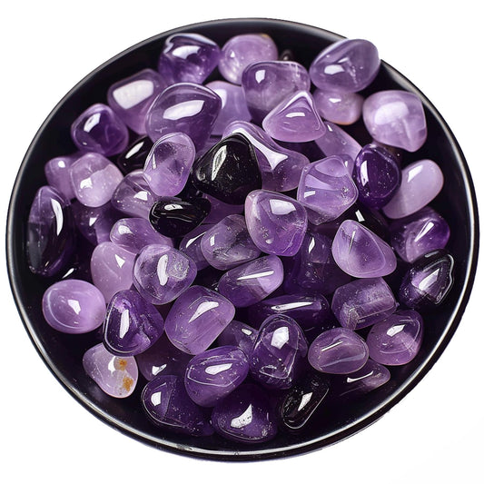 SigMntun Polished Amethyst Crystal Chips Set, 0.4", 128 Pcs - Handpicked Tumbled Stones and Crystals Bulk for Healing, Reiki, Meditation, Witchcraft and Home Decor