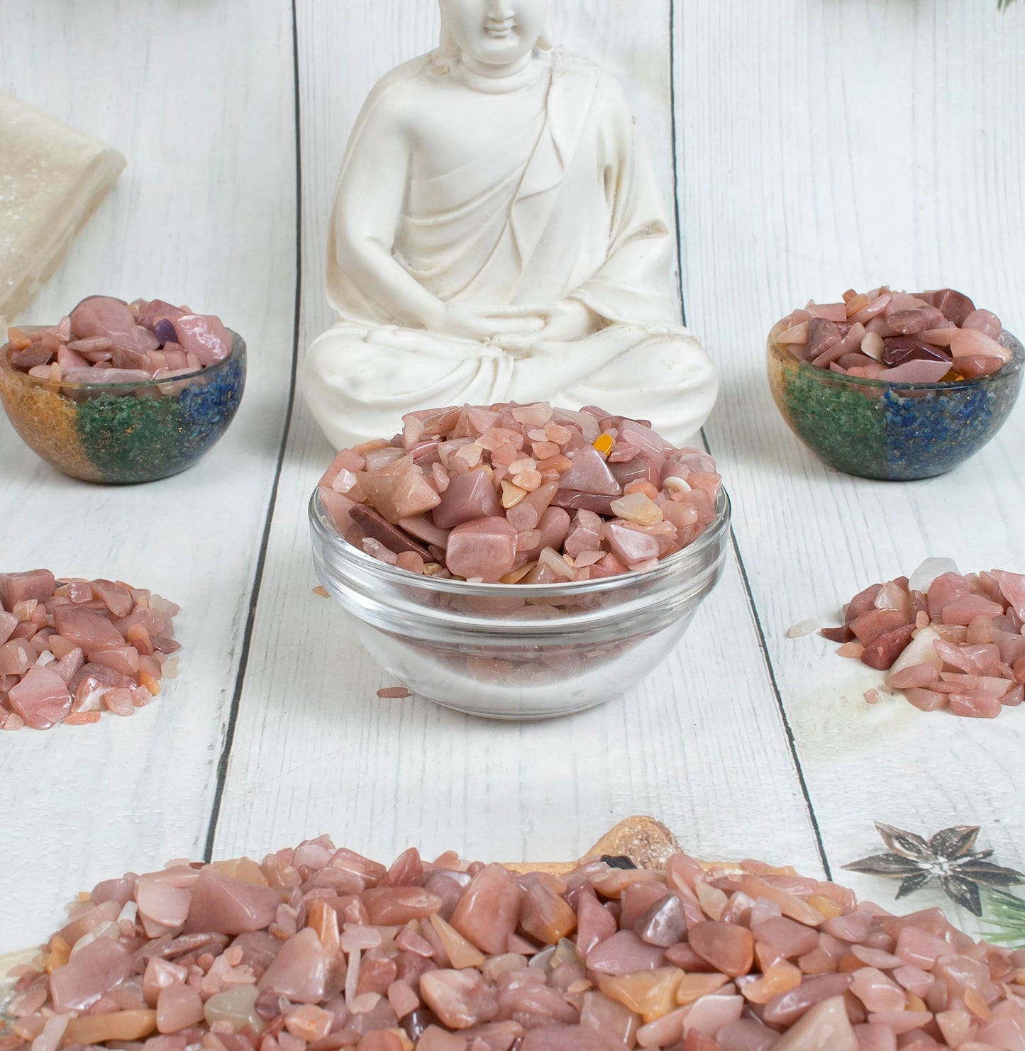 Crocon 1/2 LB Crushed Pink Opal Chips Bulk Stones 1100+ Carats Natural Quartz Pieces Irregular Shape Gemstones for House Warming Gifts New Home and Chakra healing crystals Home Dcor gifts for women