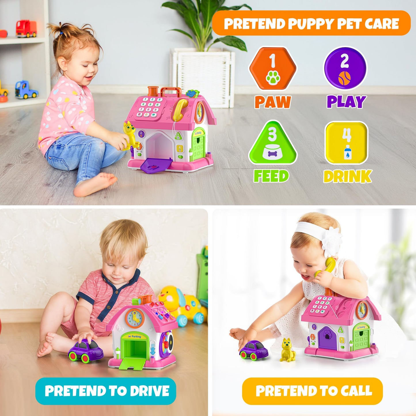 Hurdaos Montessori Toys for 1 Year Old Girls, 1st Present First Birthday Gifts for One Year Old Girl Baby Girl Boy Toy 12-18 Months, Educational Learning Toddler Montessori Toys 1-2