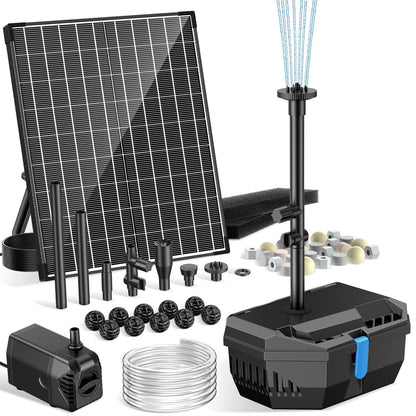 NFESOLAR 20W Solar Pond Filter Kit with Fountain Pump, 160 GPH Solar Pond Pump & Outdoor Filter Box, Submersible Water Pump with 16.5FT Cable & 6.6FT Tubing for Koi Pond, Fish Tank, Garden Fountain