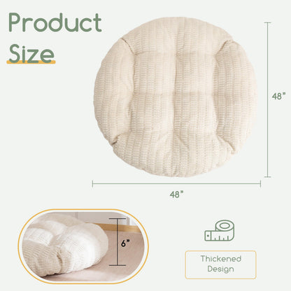 HIGOGOGO Papasan Chair Cushion with Thick Corduroy Cover (Without Chair), Supportive Cushion, Beige, 48 x 48 Inch