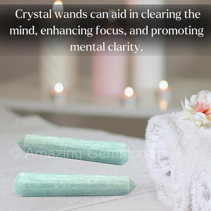 Amazing Gemstone Amazonite Crystal Wand Massage Stick - Pelvic Wand Gua Sha for Adults - Crystals and Healing Stones Massage Wands for Adults Gifts (Pointed)