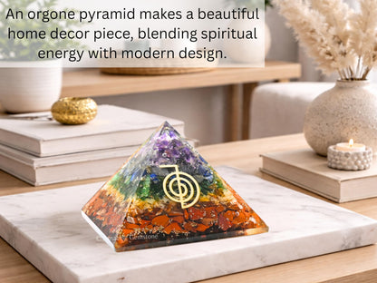 Amazing Gemstone Large Orgone Pyramid | Natural Chakra Pyramid Crystal | Reiki Orgonite Pyramid | Organ Pyramids Positive Energy Healing
