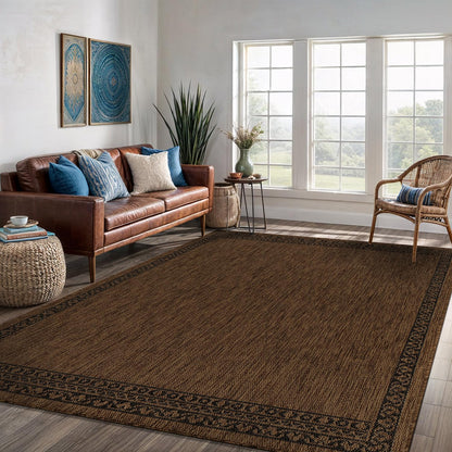 Washable Outdoor Rug 6x9 Modern Area Rugs Outdoor Carpets Bordered Pattern Non Shedding Waterproof Easy Clean Patio Deck Porch Living Room Bedroom Garden RV (6 X 9 Gold)