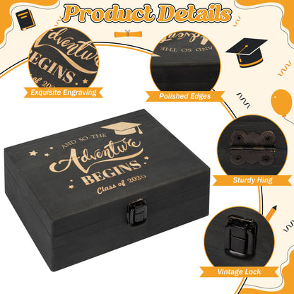 R HORSE Graduation Keepsake Wood Box, Engraving Wooden Memory Box for High School Graduates, Engraved Class of 2026 Graduation Gift for Him Her Party Favor & Memory Storage