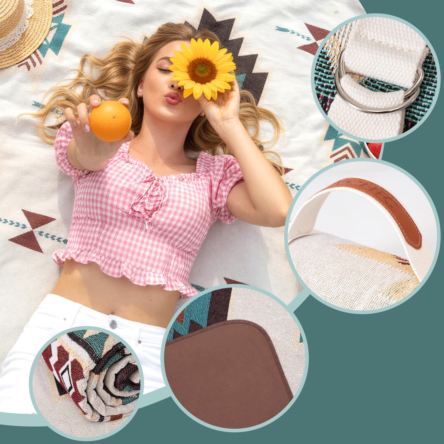 2 in 1 Extra Large Camping Blanket Outdoor Picnic Yoga Mat Lightweight Car Essential Roadtrip Gadget Rv Accessories Glamping Tent Gear Must Haves Hiking Stuff Backpacking Necessities Women Beach Gift
