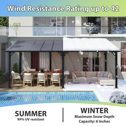 Aoxun 20'x10' Gazebo for Patio, Premium Pergola with Sloped Roof, Large Wall-Mounted Heavy Duty Awnings, for Backyard, Patio, Deck and More
