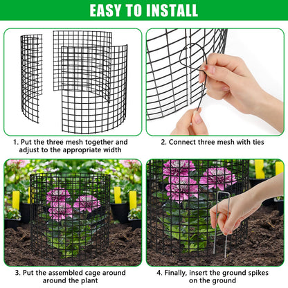 RGJ 5 Pack Plant Protector from Animals, 13x12 inch Wire Plant Cages Mesh Plant Cage Garden Plant Protector, Sturdy Bunny Barricades Chicken Wire Cloche Plant Protectors for Keeping Bunny Animals Out