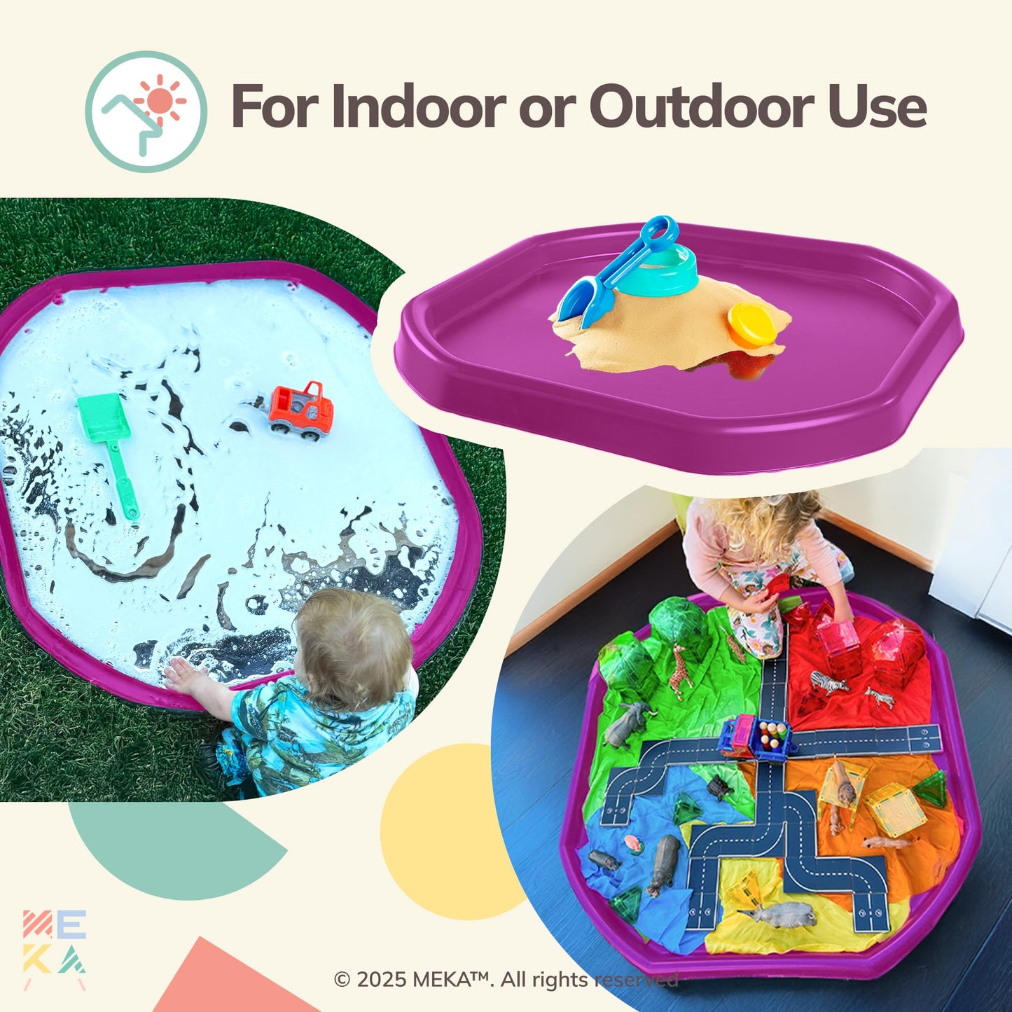 MEKA Large 38"x38" Tuff Tray Pink, Indoor Activity Sensory Tray Children, Outdoor Play Sand and Water Tray for Toddlers and Kids, Toy Boys Girls