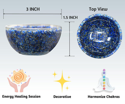 Amazing Gemstone Lapis Lazuli Orgonite Orgone Crystal Gemstone Bowl - 3" Orgonite Lapis Lazuli Crystal Bowl for Meditation, Crystals and Healing Stones Gift and Protection