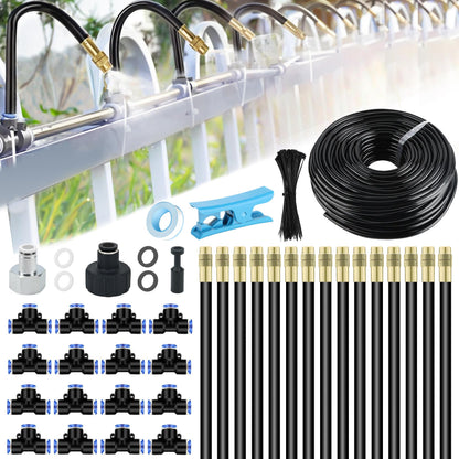 Dianrui 360° Curved Garden Automatic Irrigation System—50FT Drip Irrigation System for Garden, Garden Mister System for Greenhouse, Yard, Lawn, Plant (Dropper Atomizing Mist Nozzles, 5/16")