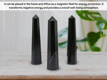 Amazing Gemstone Black Tourmaline Crystal Towers ~ Natural Healing Crystal Point Obelisk for Reiki Healing and Crystal Grid (3- Inch)