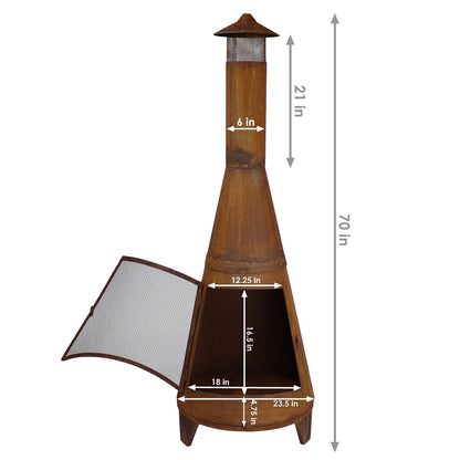 Sunnydaze 70-Inch Chiminea Outdoor Fireplace - Outdoor Wood-Burning Chiminea Fire Pit - Chimney Fire Pit - Rustic