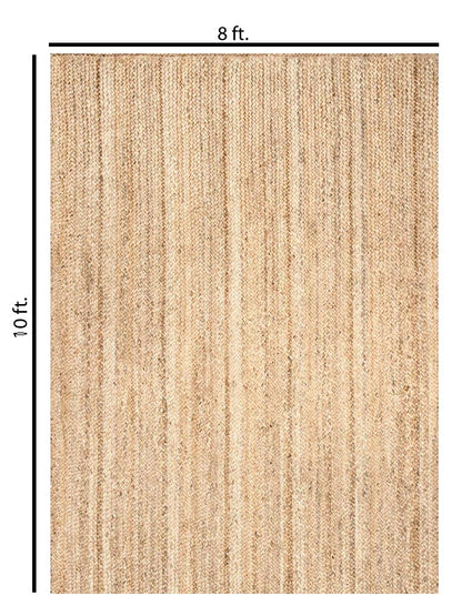 Hand Woven Jute Area Rug 8x10 Feet Rectangle - Handcrafted Braided Design, Indoor & Outdoor Reversible Natural Fiber Rug - Rustic Farmhouse Carpet for Living Room, Hallway, Bedroom (Natural, 8'x10')