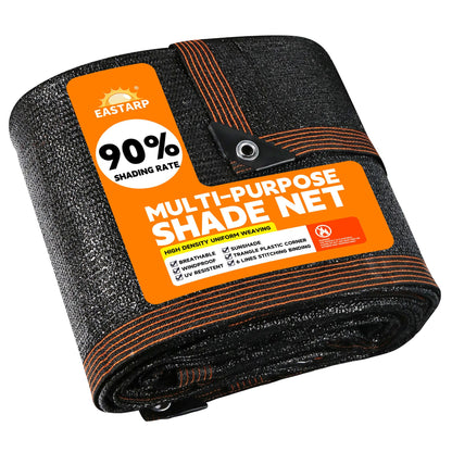 Eastarp 90% Shading Rate 20'x20' Black Shade Cloth,UV Resistant Durable Mesh Tarp with Grommets&Reinforced Edges, Shade Net Using for Plants Cover, Greenhouse, Dog Kennel, Patio, Chicken House